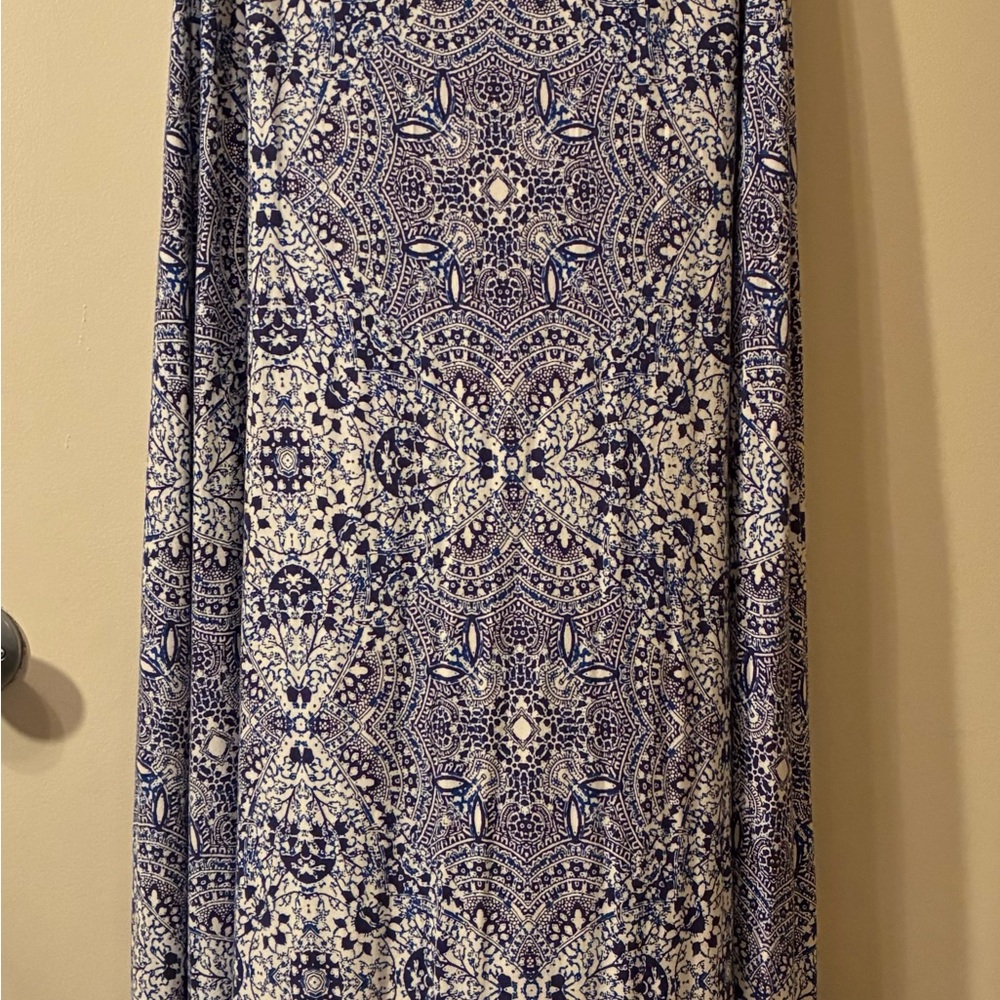Cynthia Rowley-M Blue Printed Maxi Skirt Stretchy Boho Hippie Spring Summer EUC - Picture 2 of 5